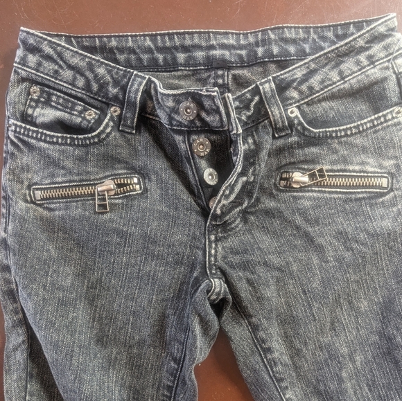 Nwot Carmar lowrise 90s punk zippered black jeans 24/25 - Picture 6 of 7